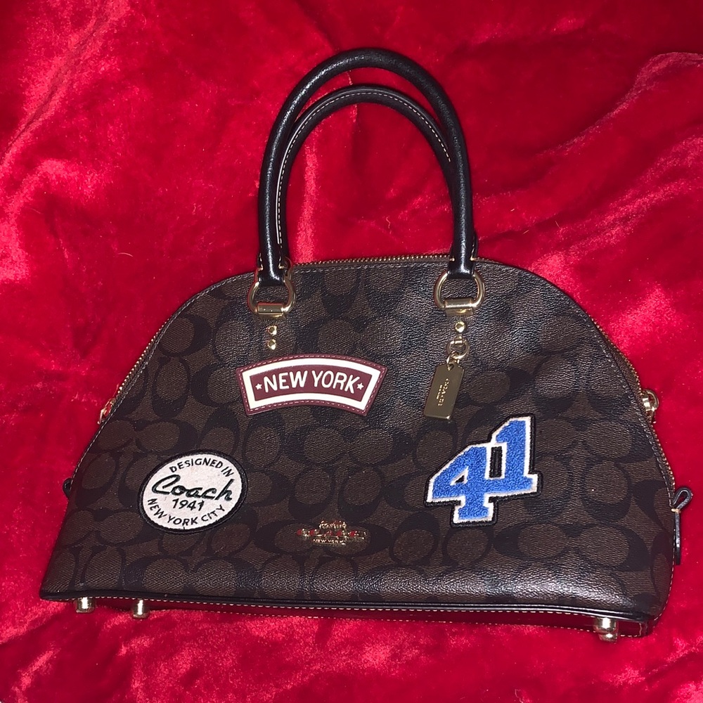 Coach Brown Signature Satchel with Patches